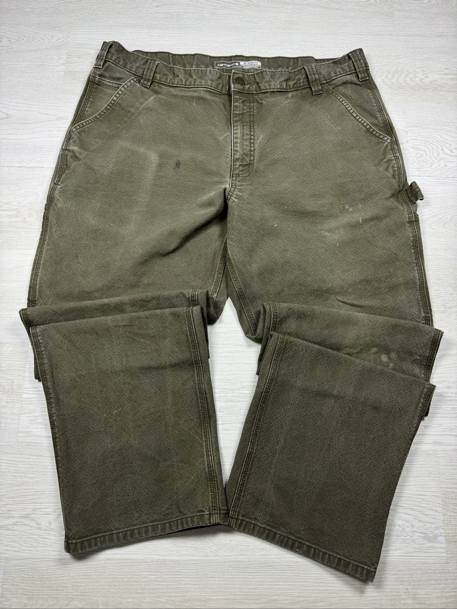Carhartt Carpenter Pants Olive Green Vintage Workwear Wide Leg Utili – photo 2